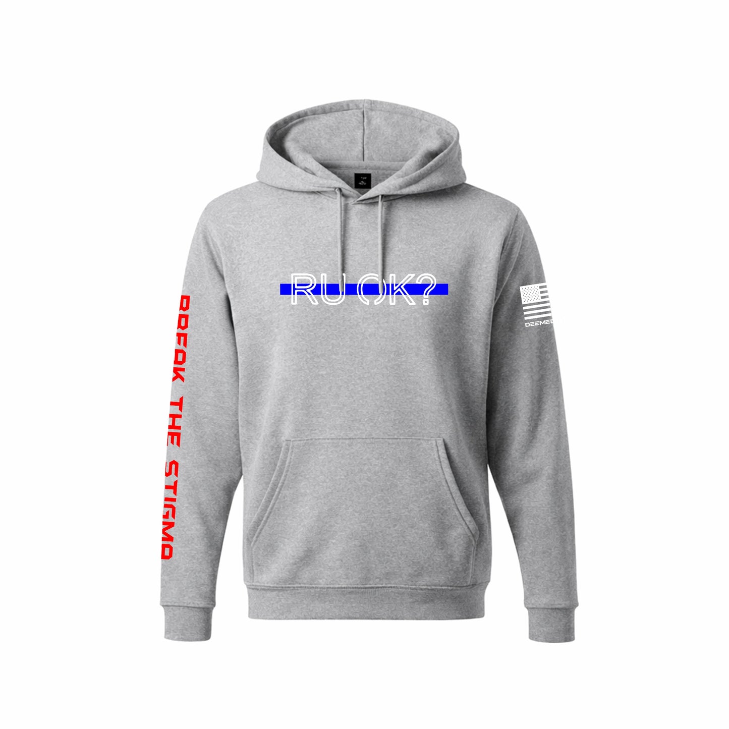 Stigma-Breaking Hoodie - Blue Line (Heather Grey)
