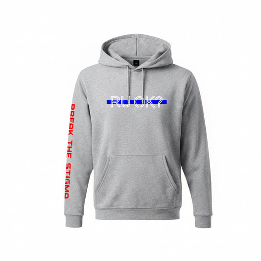 Stigma-Breaking Hoodie - Blue Line (Heather Grey)