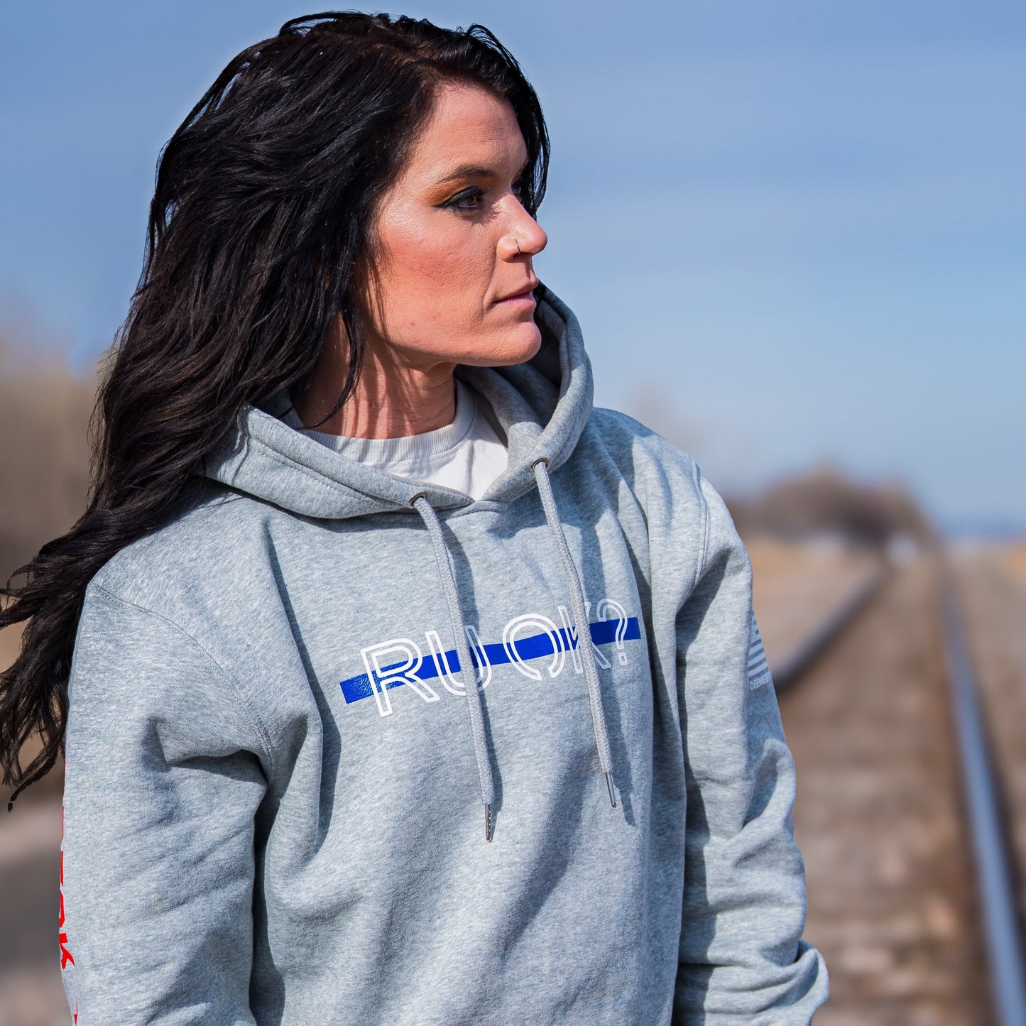 Stigma-Breaking Hoodie - Blue Line (Heather Grey)