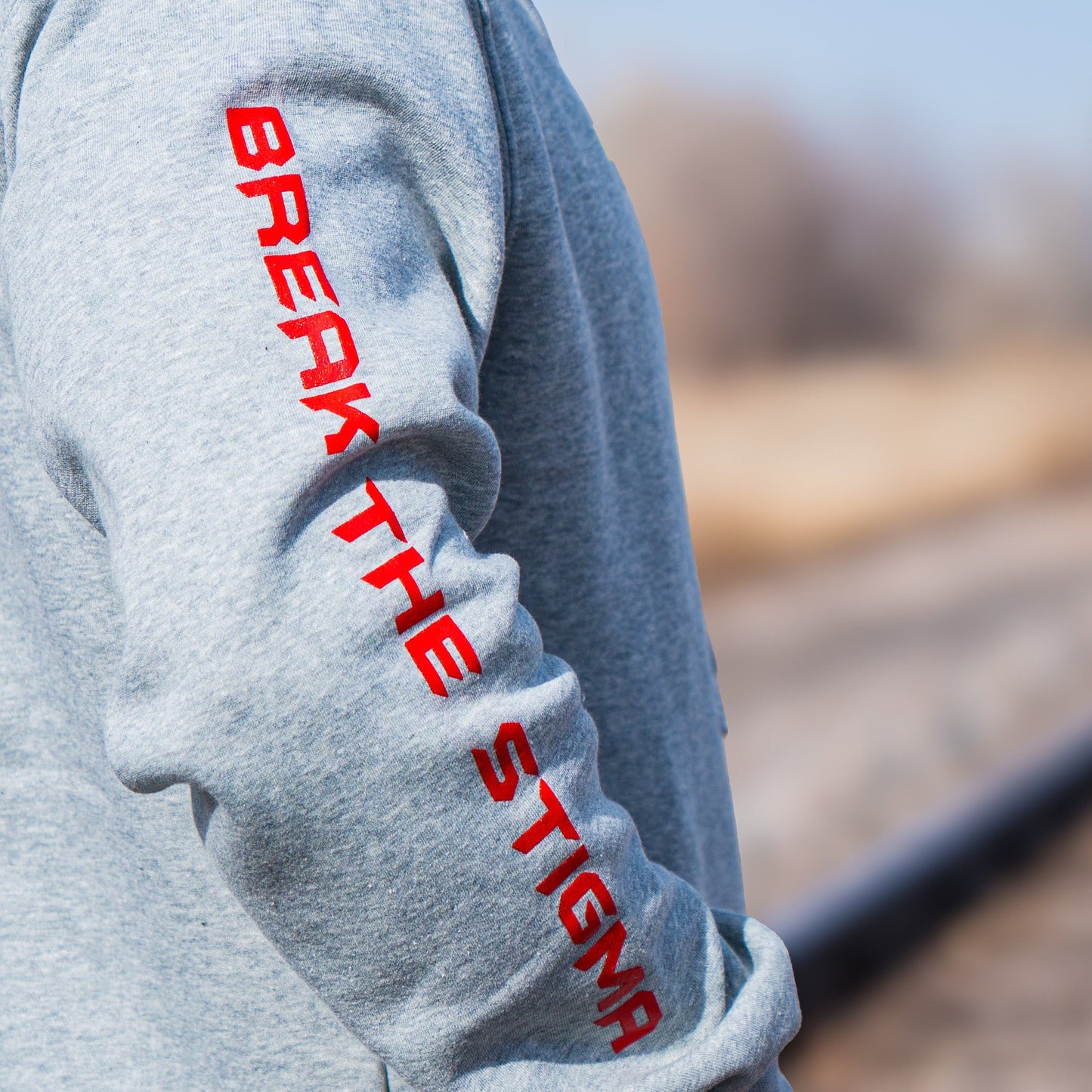 Stigma-Breaking Hoodie - Blue Line (Heather Grey)