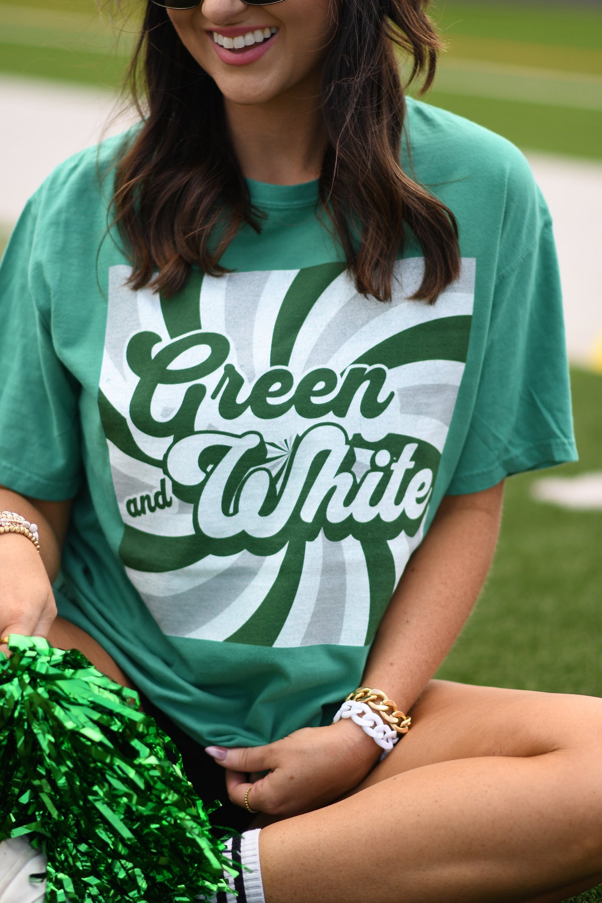 Green and White Retro Tee