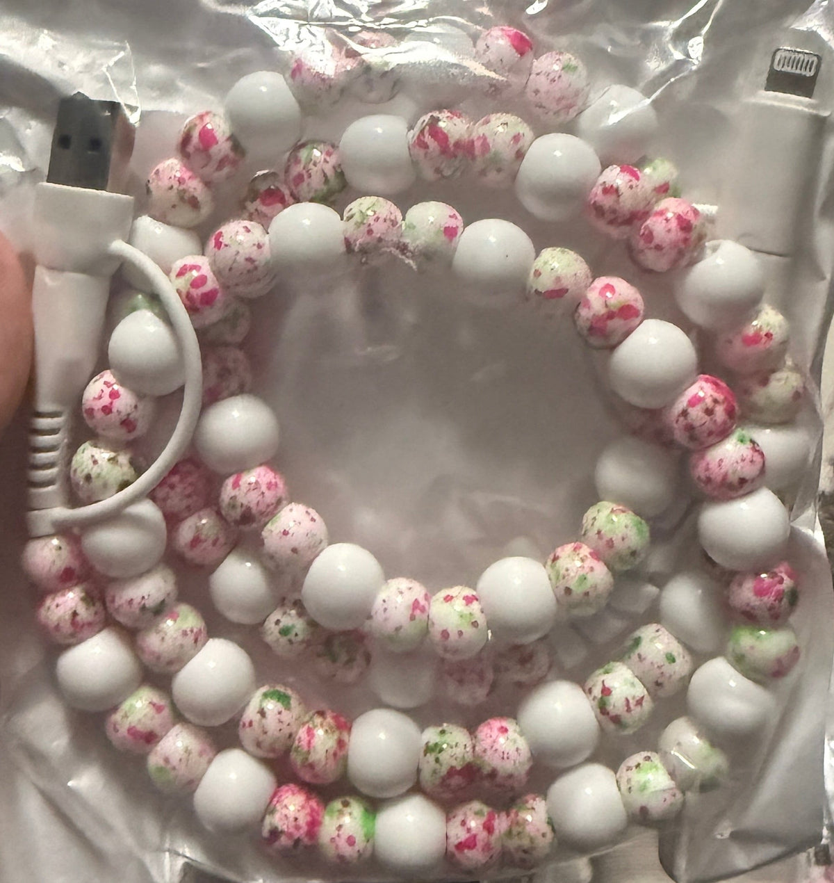 FUN DESIGNED BEADED 4-IN-1 FAST CHARGING CABLE - GREAT QUALITY AND LOTS OF COLORS