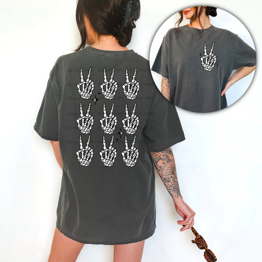 PEACE SKELE - POCKET PRINT DOUBLE SIDED TEE