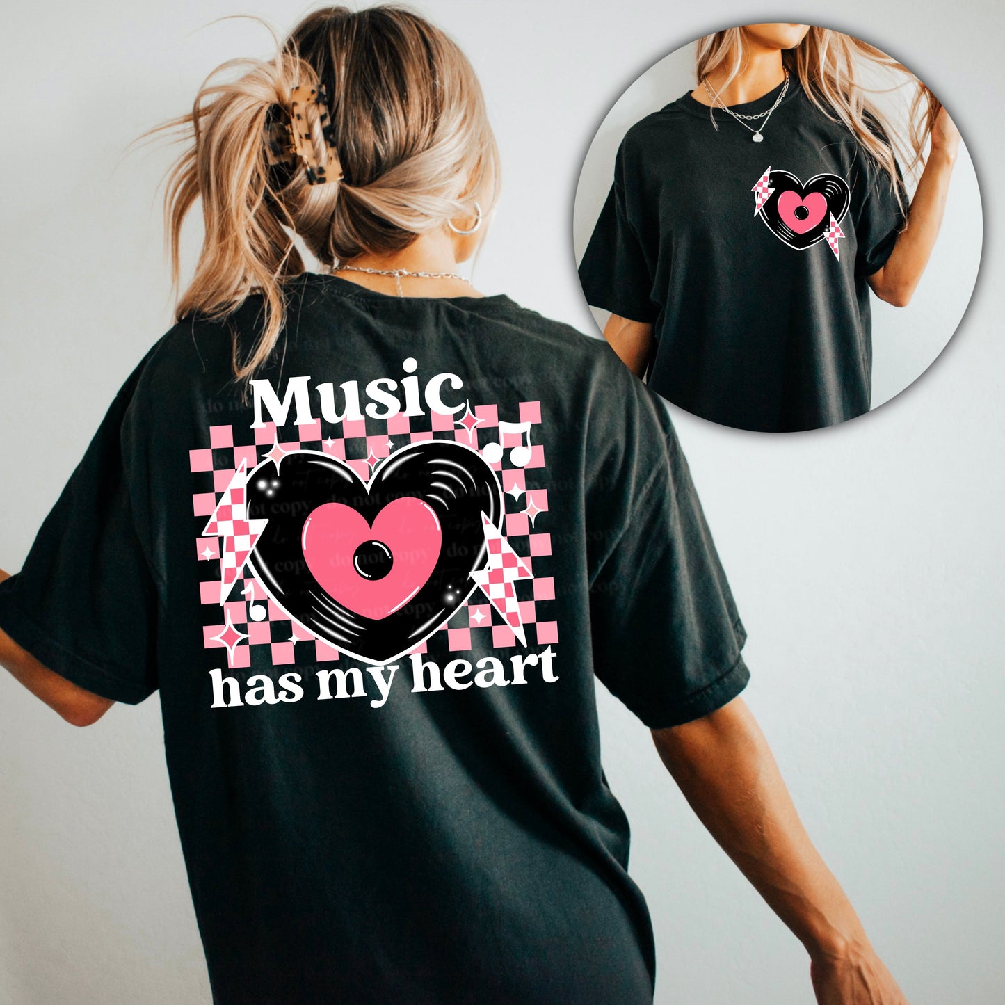 MUSIC HAS MY HEART - POCKET PRINT DOUBLE SIDED TEE