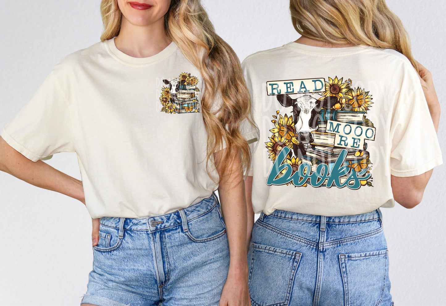 READ MOO BOOKS - POCKET PRINT DOUBLE SIDED TEE