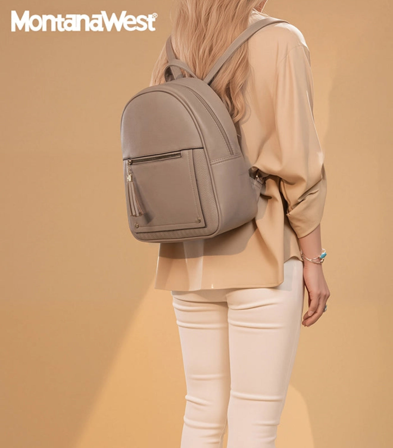 MONTANA WEST ANTI-THEFT BACKPACK IN TAUPE