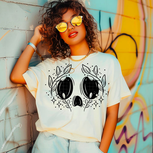 SKULL FACE LEAFY TEE