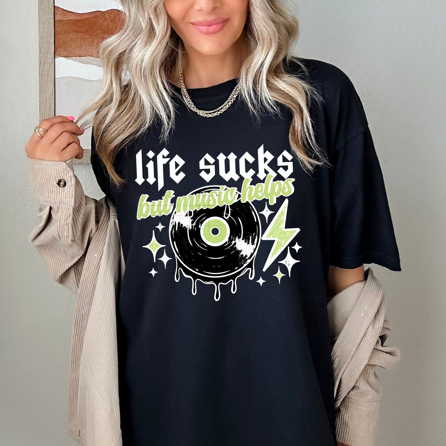 LIFE SUCKS MUSIC HELPS TEE