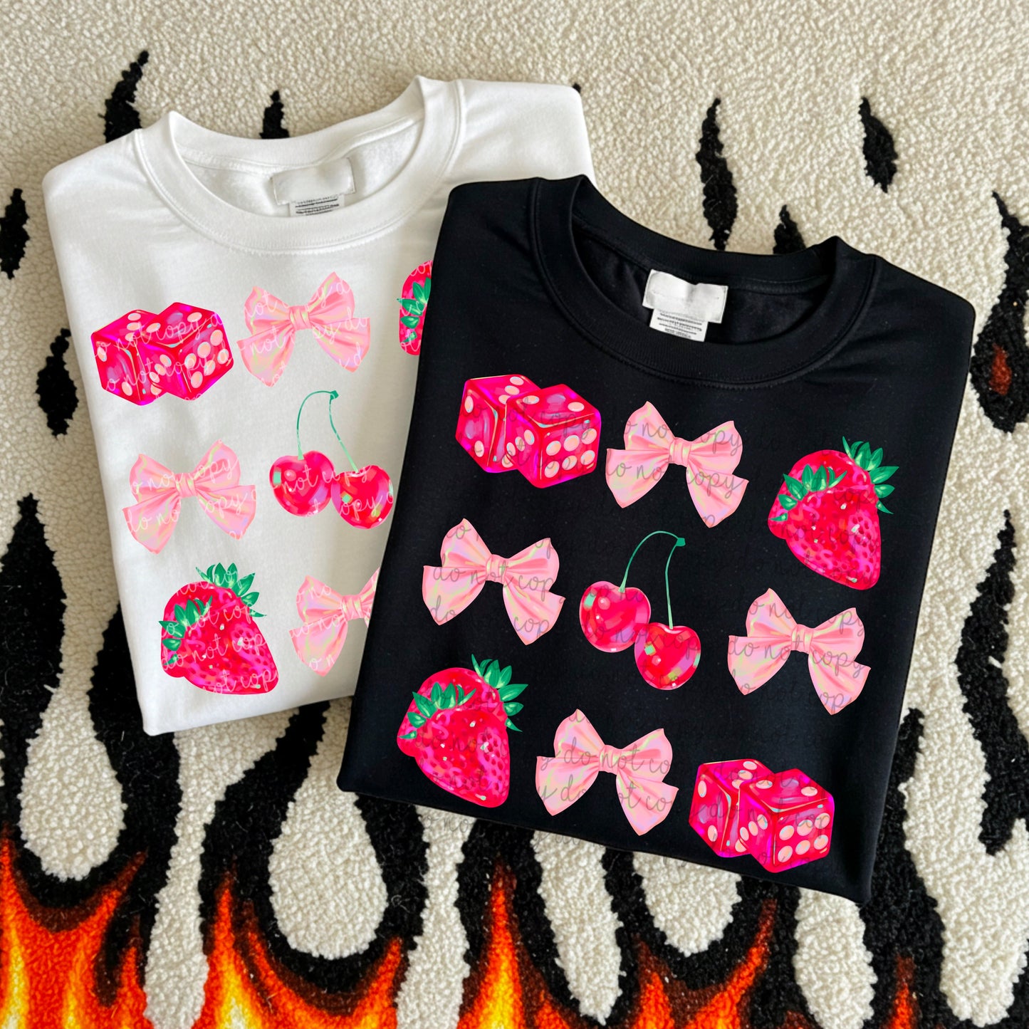 PINK STRAWBERRIES, BOWS AND DICE TEE