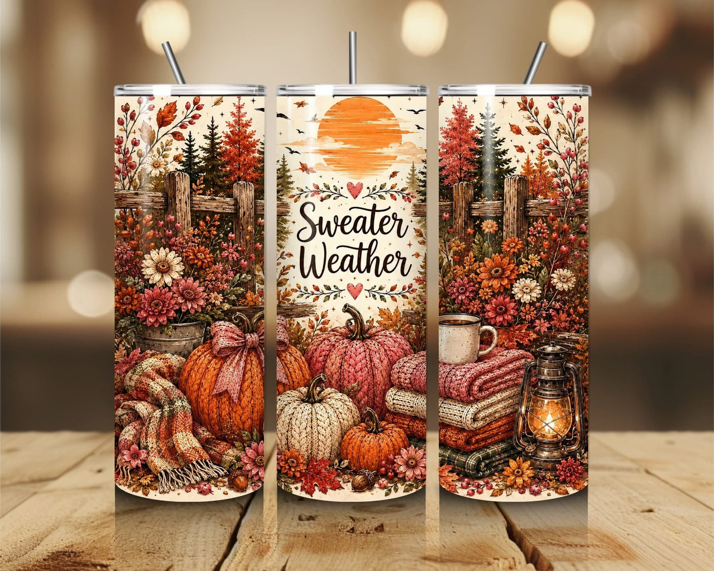 FALL THEMED 20 OZ TUMBLERS - BRAND NEW