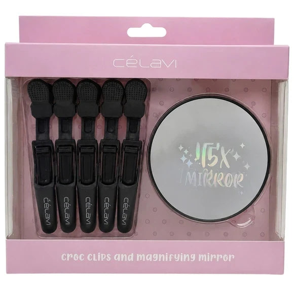 CELAVI 5 PACK CLIP AND MAGNIFYING MIRROR SET