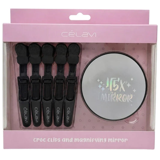CELAVI 5 PACK CLIP AND MAGNIFYING MIRROR SET