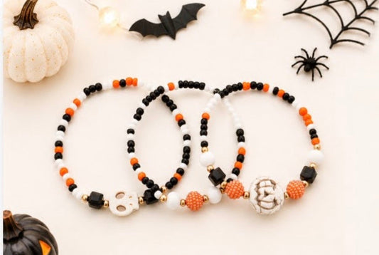 SPOOKY HALLOWEEN 3 PIECE SET BRACELETS | GREAT FOR BOO BASKETS