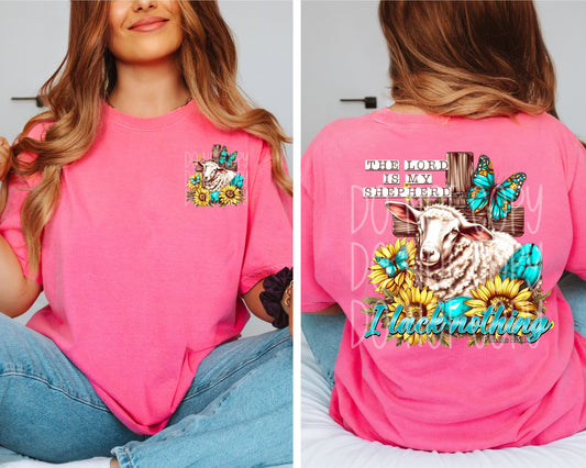 LORD IS MY SHEPHERD- POCKET PRINT DOUBLE SIDED TEE