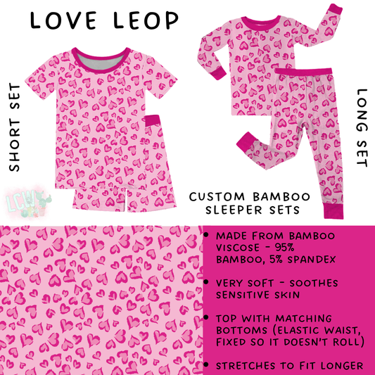 Ready to Ship - Love Leop Bamboo Short Sleeper Set - 5T