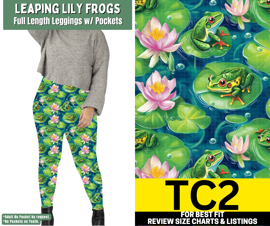 Leaping Lily Frogs Full Length Leggings w/ Pockets