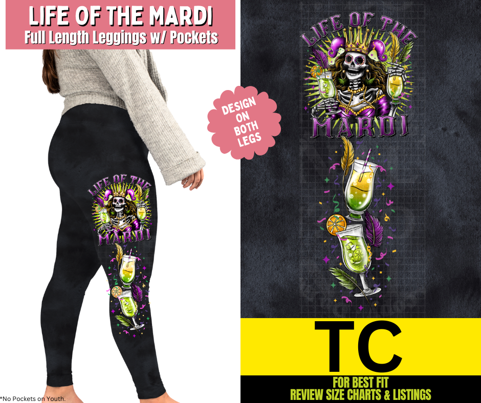 Life Of The Mardi Watercolor Full Length Leggings w/ Side Leg Designs