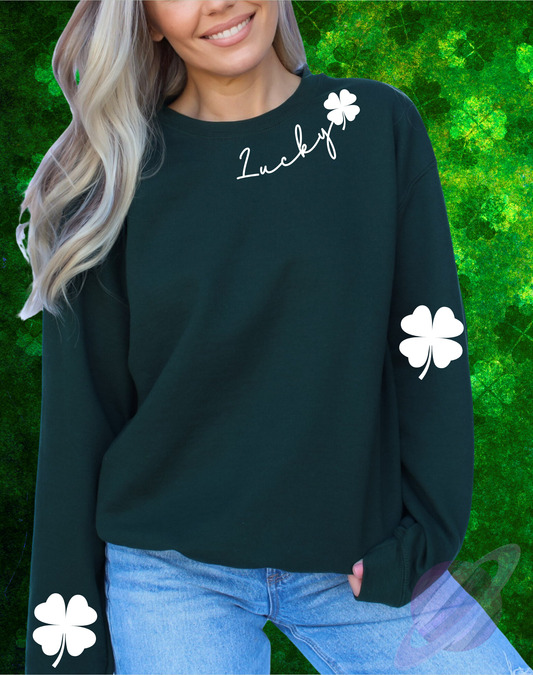 LUCKY SWEATSHIRT W/ SLEEVE PRINT