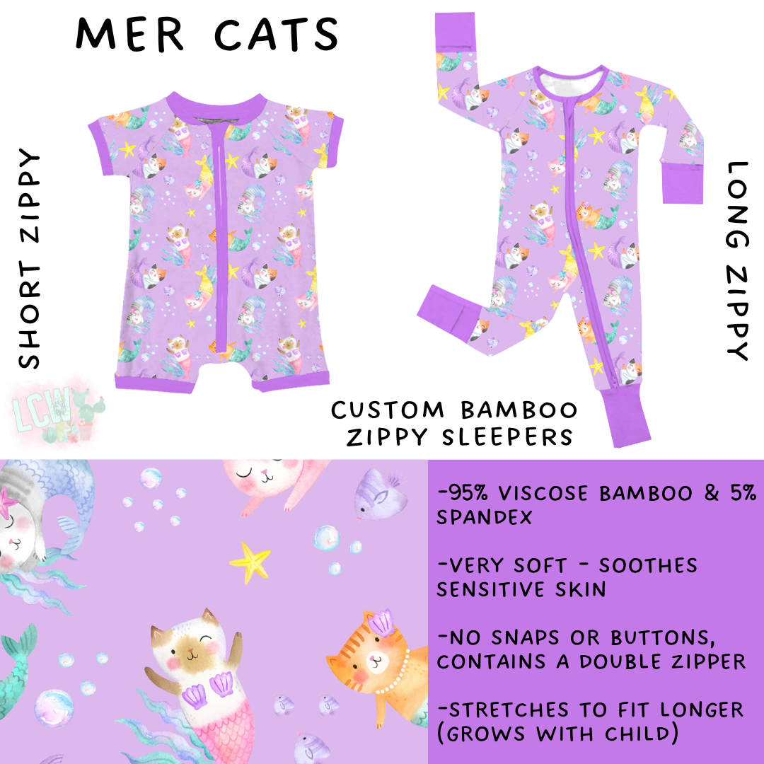 Ready to Ship - Mer Cats Short Zippy - 2T, Long Zippy - 4T