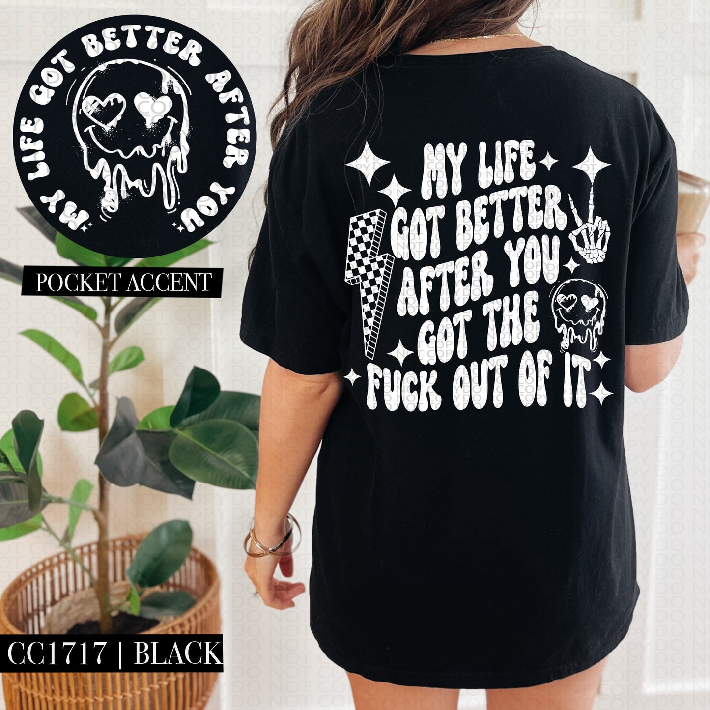 LIFE GOT BETTER POCKET PRINT DOUBLE SIDED TEE