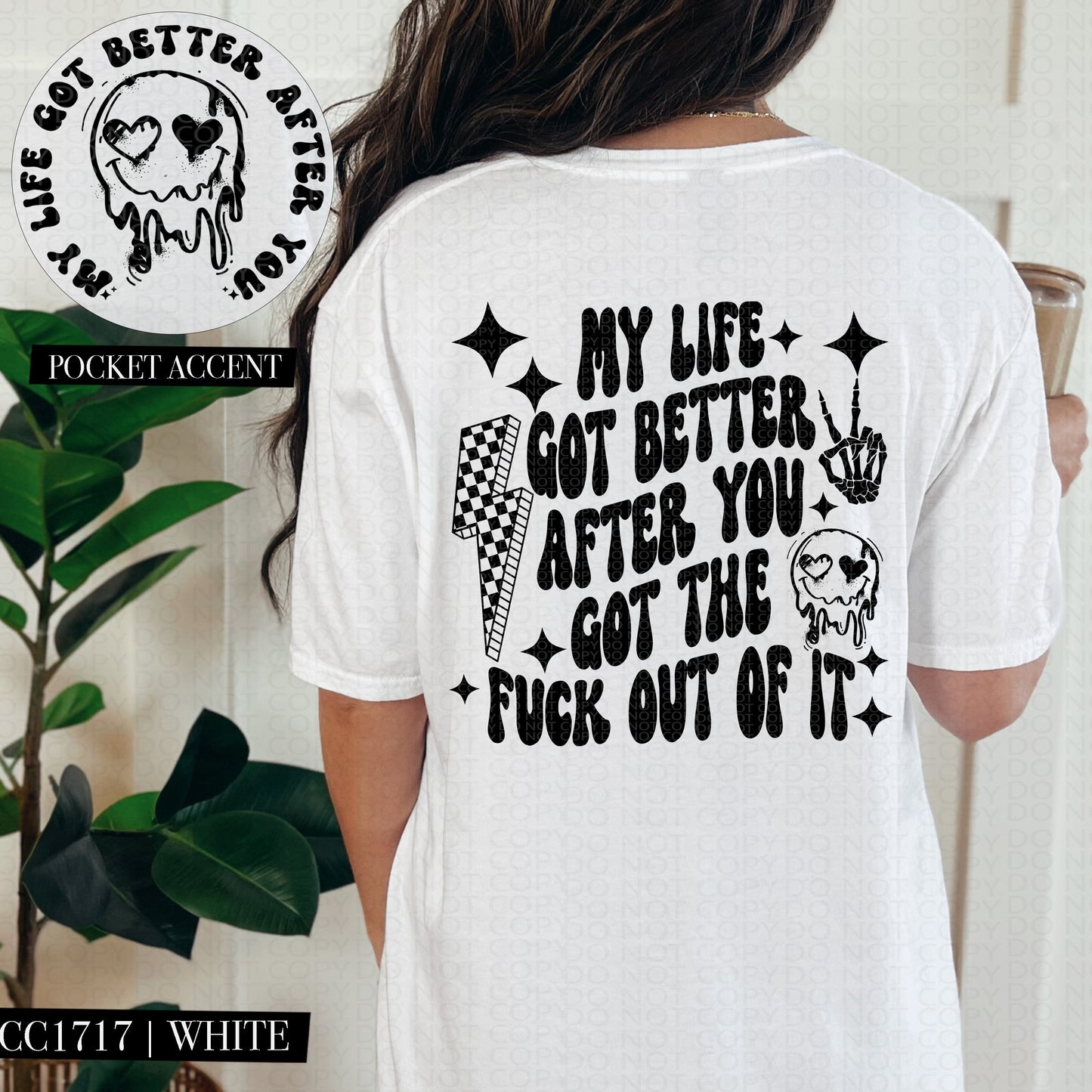 LIFE GOT BETTER POCKET PRINT DOUBLE SIDED TEE