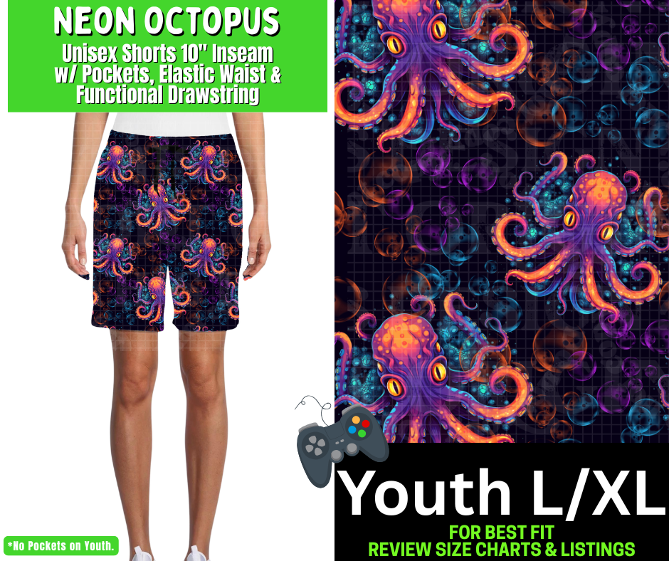 Neon Octopus Unisex Shorts