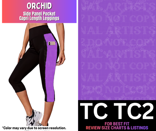Orchid Side Panel Pocket Capri Length Leggings