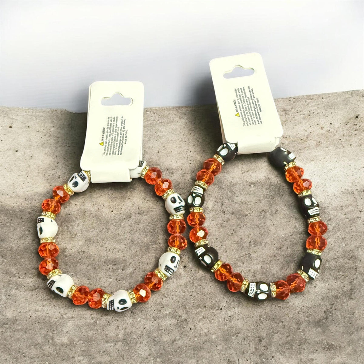 SKULL STRETCH BRACELET - CHOOSE BLACK OR WHITE SKULL