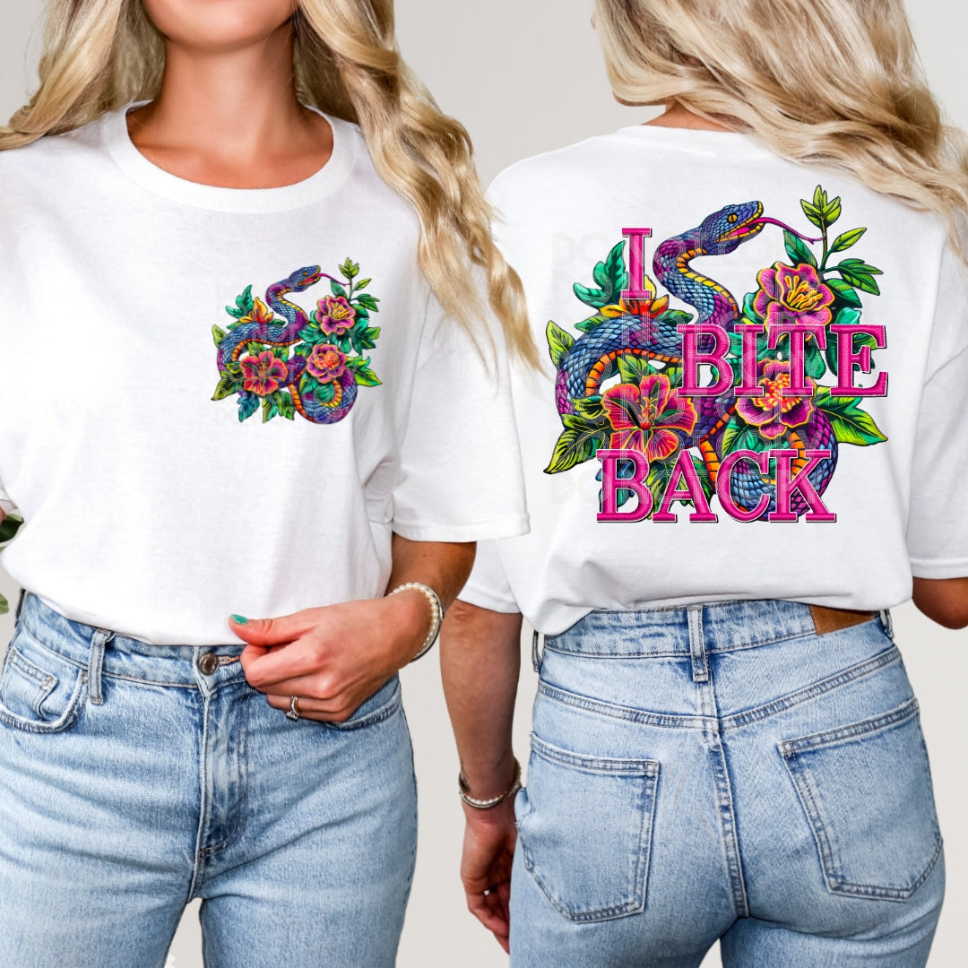 I BITE BACK - POCKET PRINT DOUBLE SIDED TEE