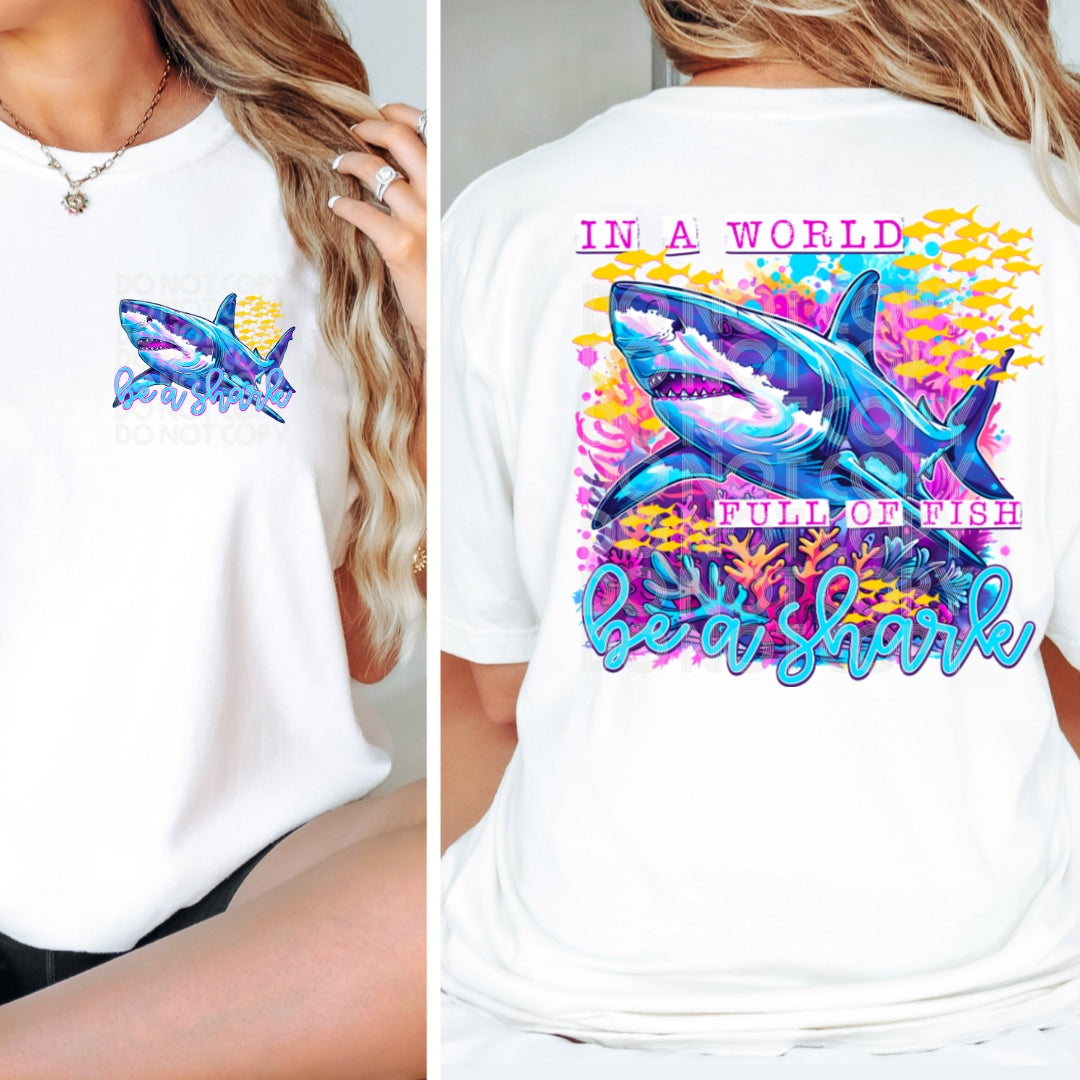 BE A SHARK - POCKET PRINT DOUBLE SIDED TEE