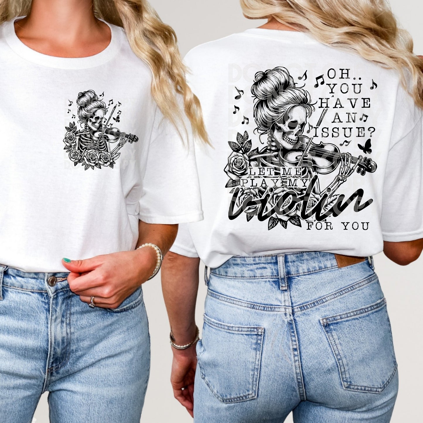 LET ME PLAY MY VIOLIN- POCKET PRINT DOUBLE SIDED TEE