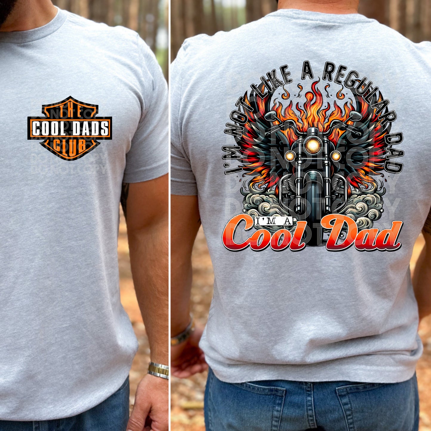 COOL DAD MOTORCYCLE- POCKET PRINT DOUBLE SIDED TEE