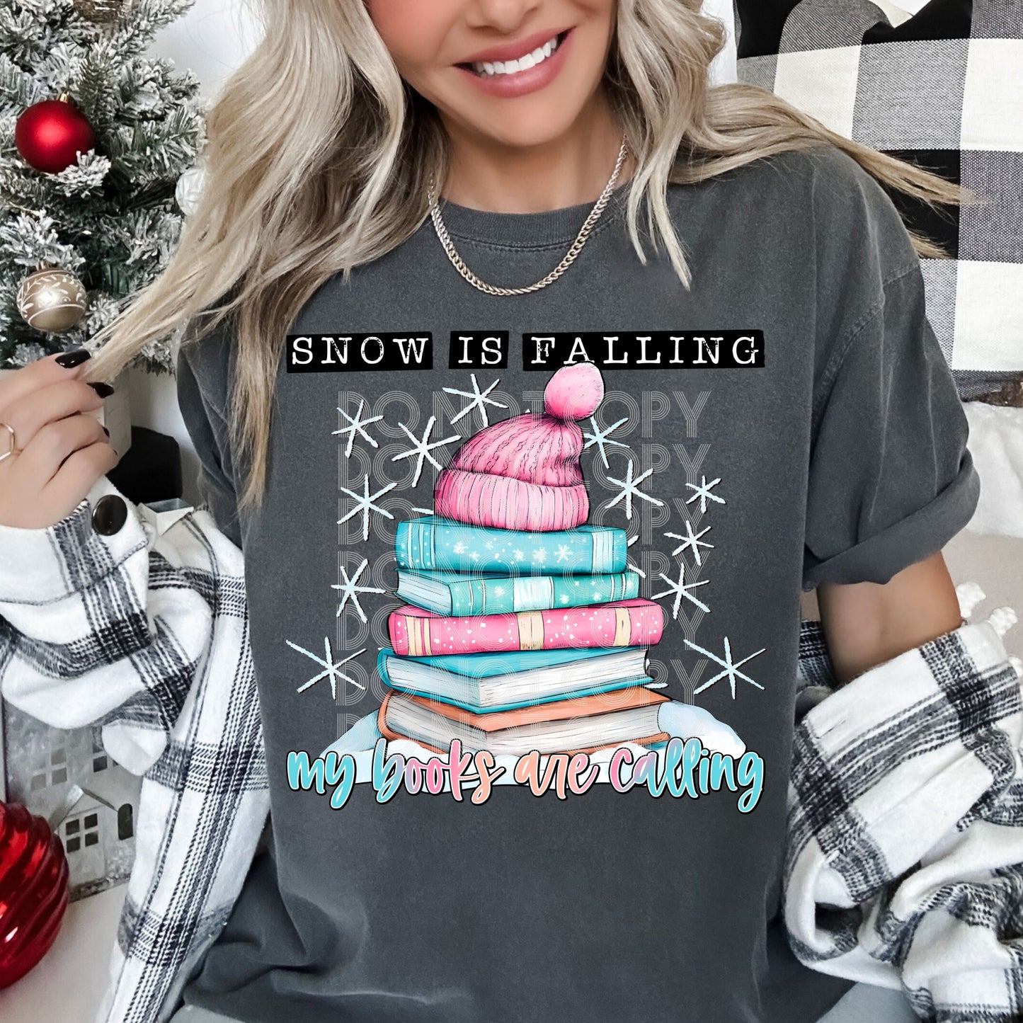 SNOW IS FALLING BOOKS CALLING TEE