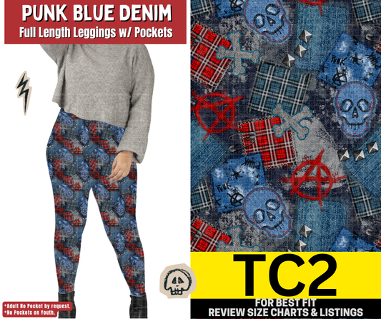 Punk Blue Denim Full Length Leggings w/ Pockets