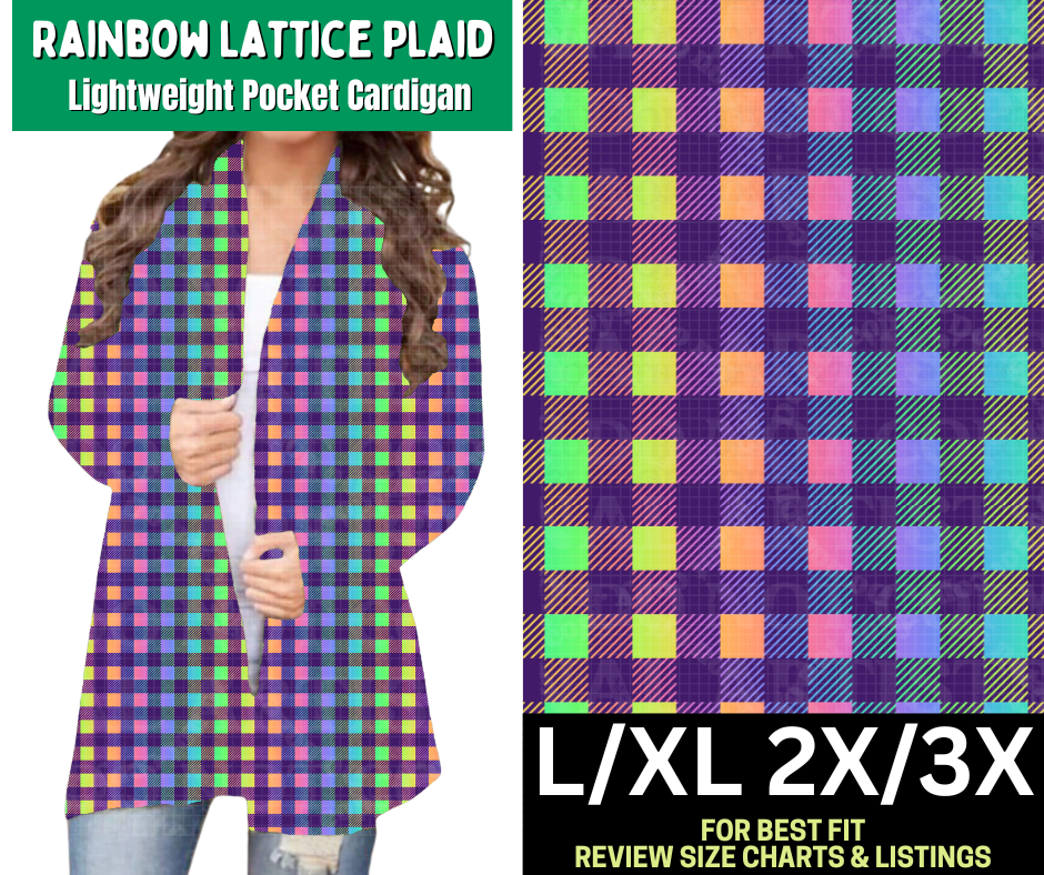 Rainbow Lattice Plaid Pocket Cardigan