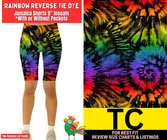 Rainbow Reverse Tie Dye Jamaica Shorts w/ Pockets