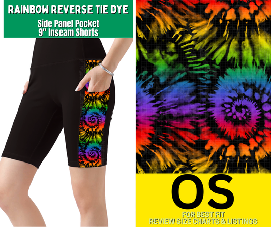 Rainbow Reverse Tie Dye Side Panel Pocket Jamaica Shorts