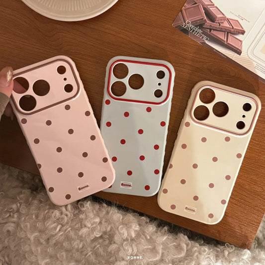 Korean Full Screen Polka Dots Soft Phone Case For iPhone