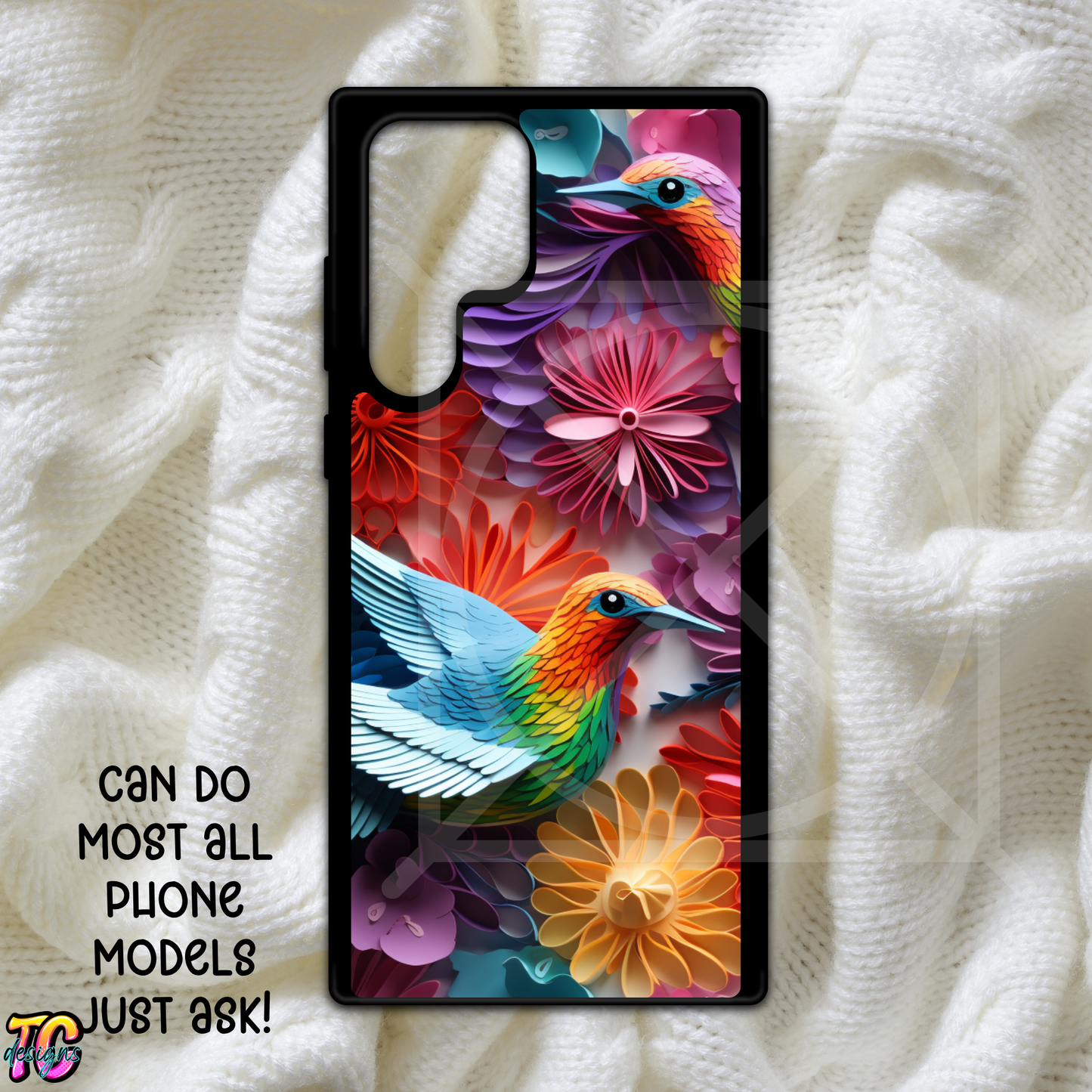 Paper Quill Hummingbird Phone Case Choose Model