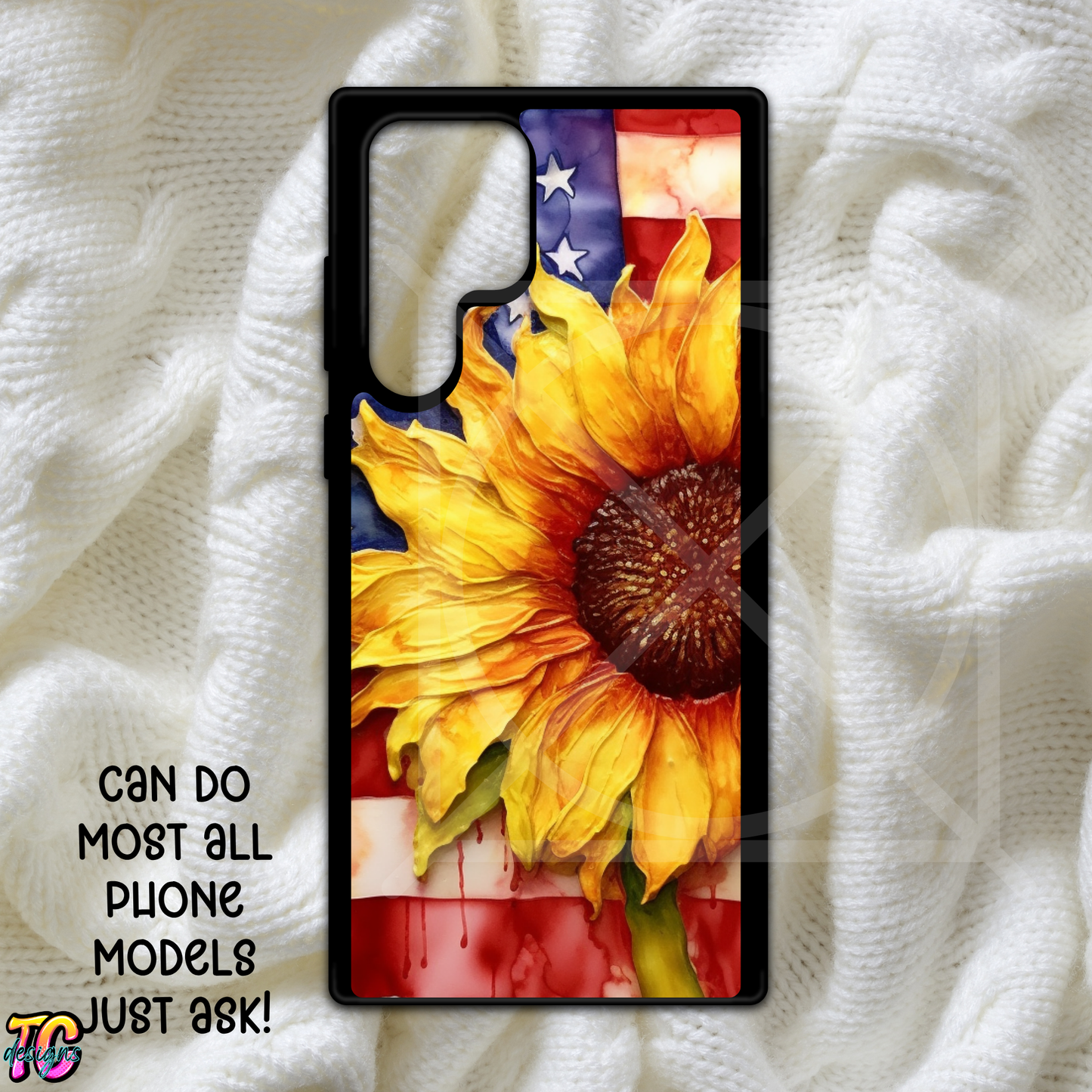 Watercolor Sunflower Flag Phone Case Choose Model
