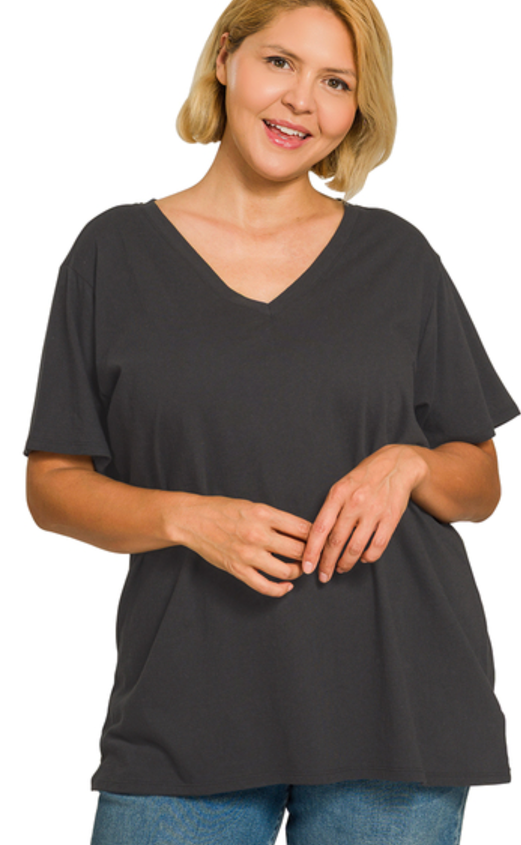 BOYFRIEND VNECK OVERSIZED TEE - BLACK AND HOT PINK - FINAL SALE