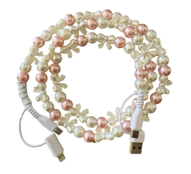 FUN DESIGNED BEADED 4-IN-1 FAST CHARGING CABLE - GREAT QUALITY AND LOTS OF COLORS