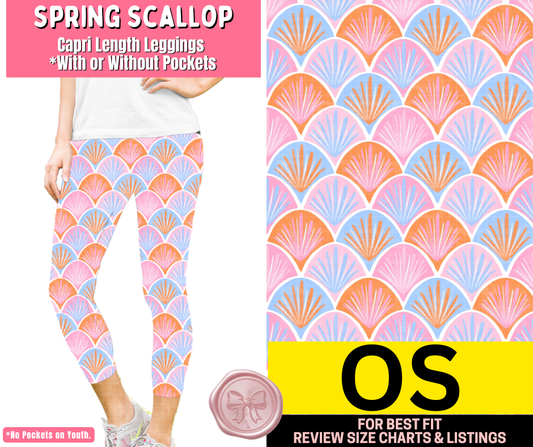 Spring Scallop Capri Length Leggings w/ Pockets
