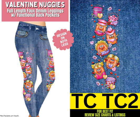 Valentine Nuggies Full Length Faux Denim w/ Side Leg Designs