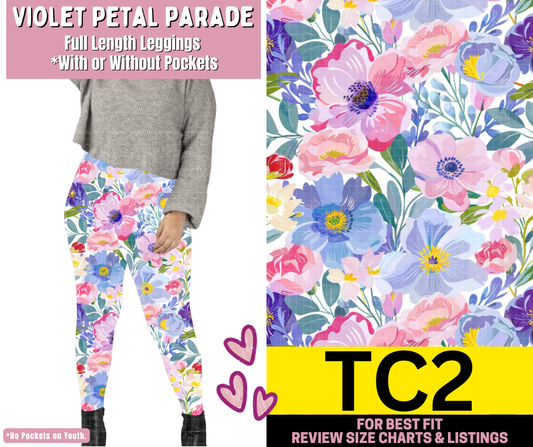 Violet Petal Parade Full Length Leggings w/ Pockets