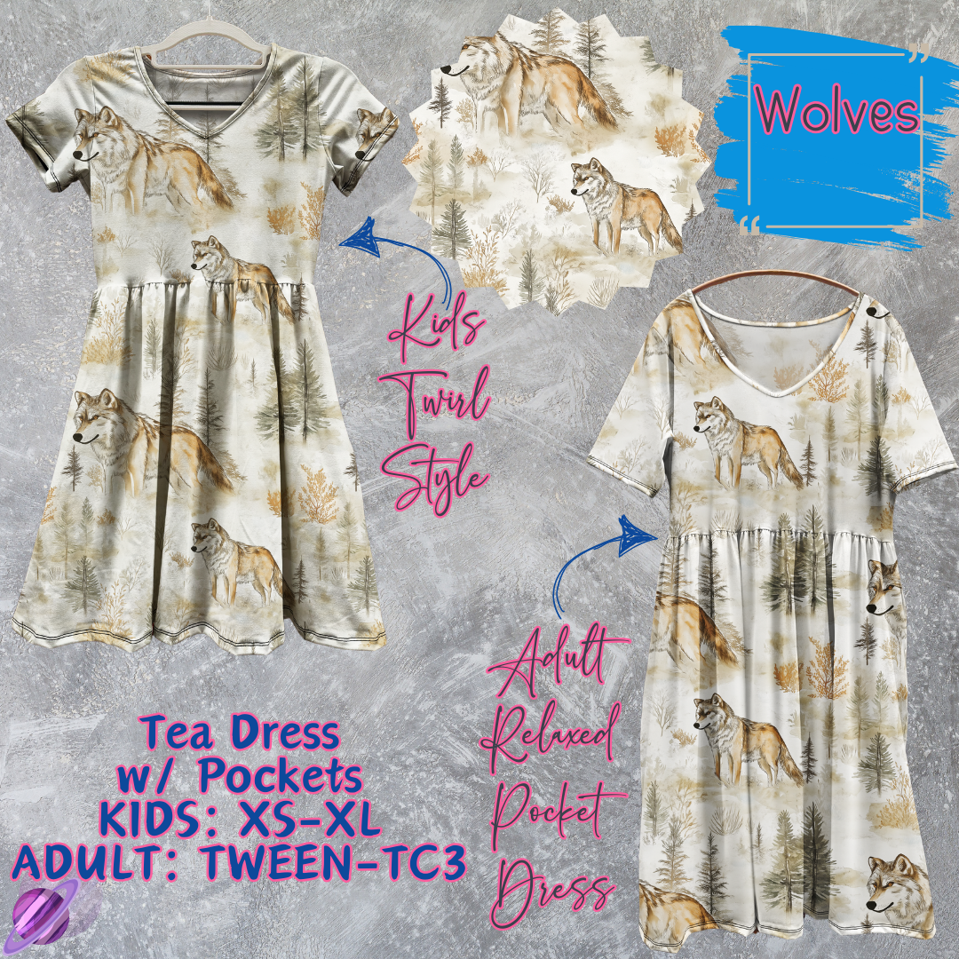 WOLVES - ADULT & KIDS - TEA DRESS RUN 3 - PREORDER CLOSING 3/11