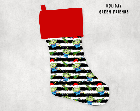 XMAS STOCKINGS-HOLIDAY GREEN FRIENDS