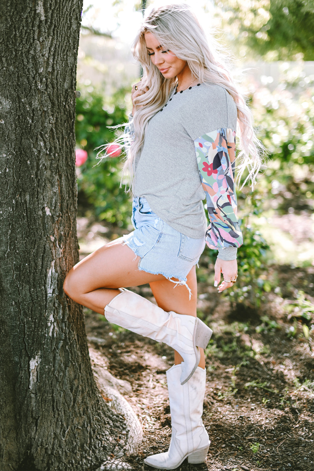 Eleanor Lantern Sleeve Patchwork Top