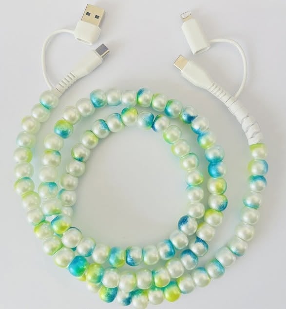 FUN DESIGNED BEADED 4-IN-1 FAST CHARGING CABLE - GREAT QUALITY AND LOTS OF COLORS