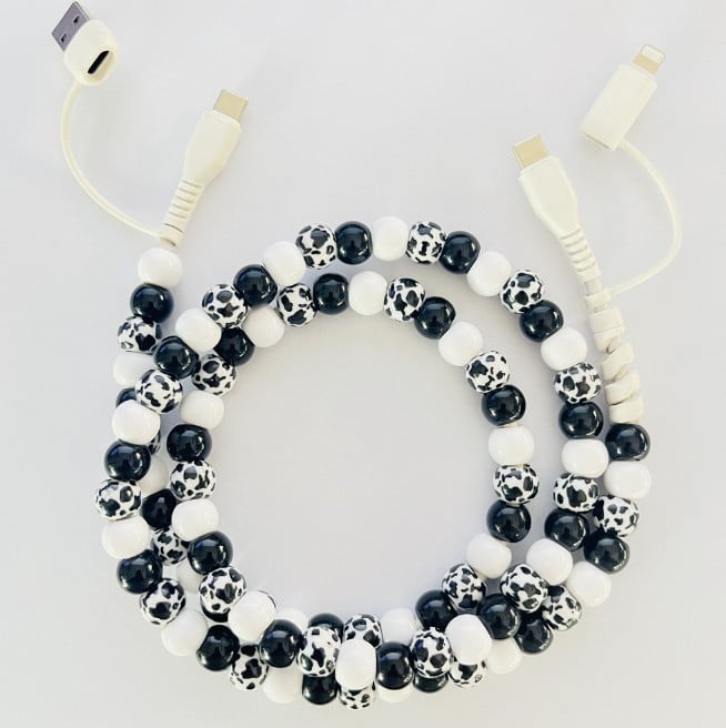 FUN DESIGNED BEADED 4-IN-1 FAST CHARGING CABLE - GREAT QUALITY AND LOTS OF COLORS